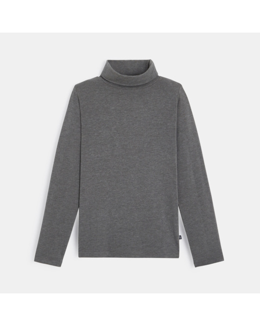 T-shirt stretch col roulé uni gris garçon