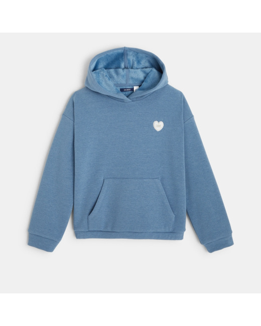 Sweat-shirt tout doux à capuche bleu fille