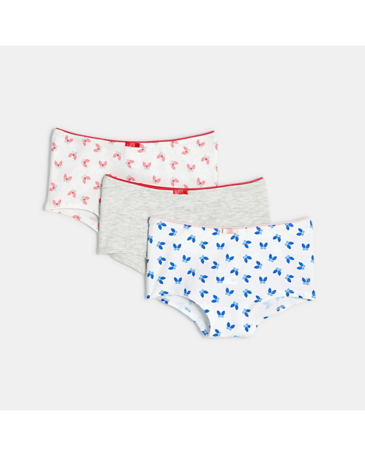Culottes boxers en coton (lot de 3) rose fille