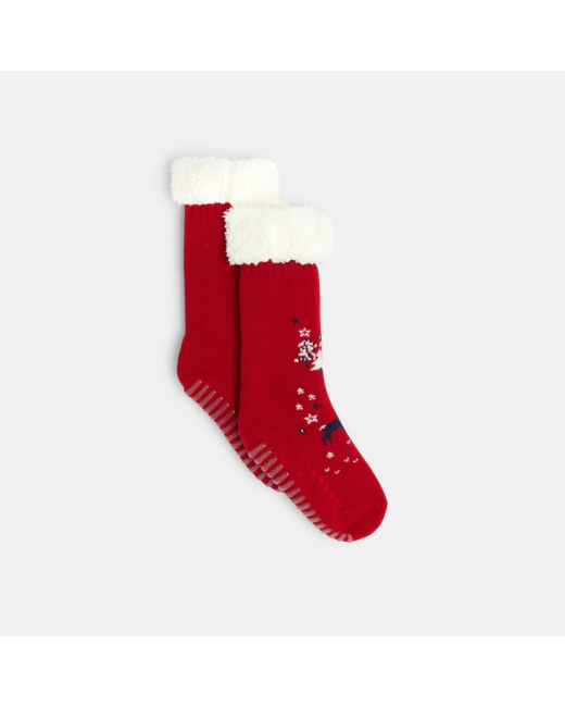 Chaussettes montantes antidérapantes rouges fille