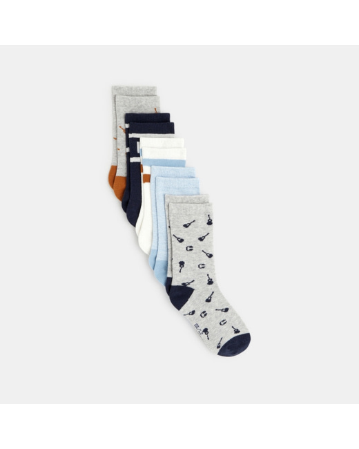 Chaussettes fantaisie (lot de 5) bleues garçon