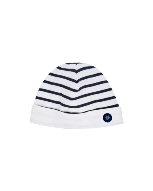 Bonnet "Morgan" Kids - Coton Épais - Blanc/Navire