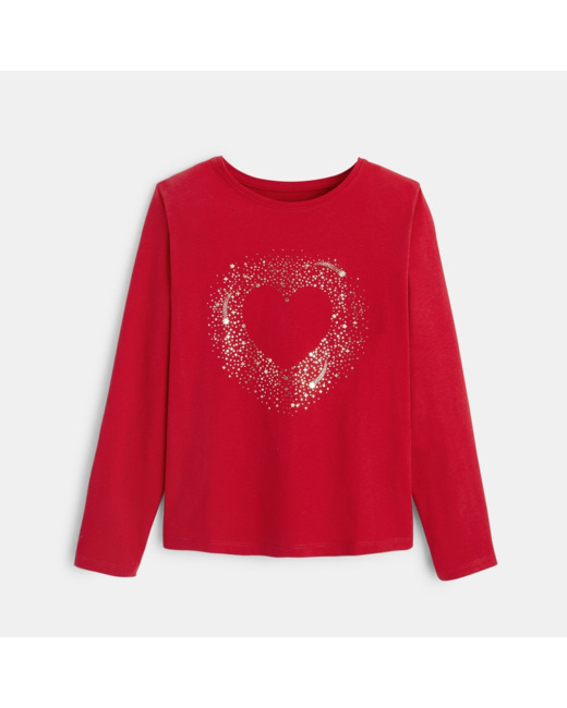 T-shirt à motif pailleté Coeur rouge fille