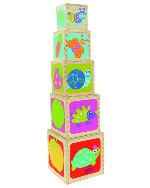 Pyramide de 5 cubes en bois