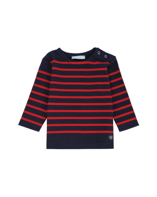 Marinière "Amiral" Baby - coton épais - Navire/Braise