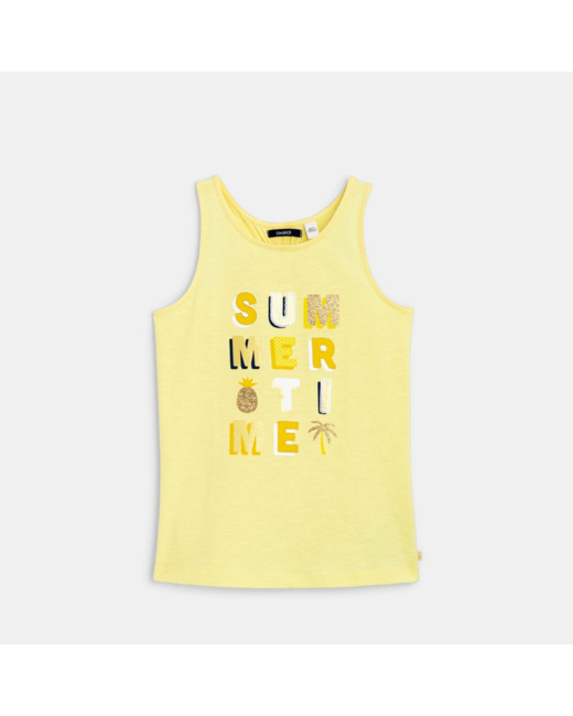 Débardeur à message jaune fille