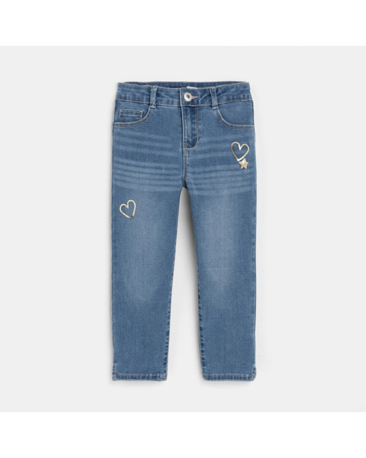 Pantalon skinny à motif sequins bleu fille