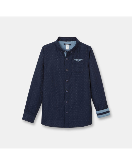 Chemise en tubique effet plumetis bleue garçon