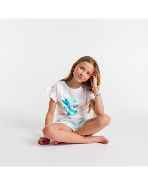 Pyjama d'été à message blanc fille