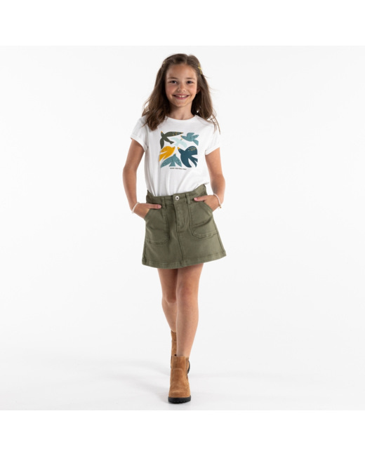 Mini-jupe en toile verte fille