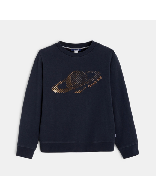 Sweat-shirt à sequins brodés gris garçon