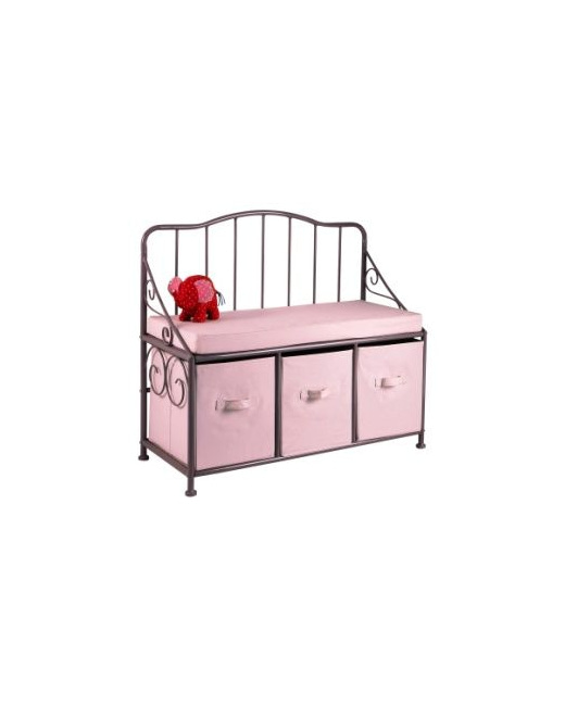 Banc coffre fille metal et tissu 