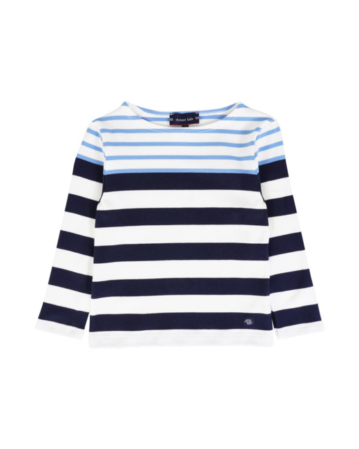 Marinière rayures fantaisie Kids - coton épais - Milk/Lobelia/Marine Deep