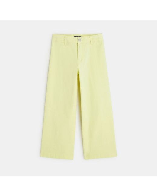 Pantalon large toile stretch jaune fille
