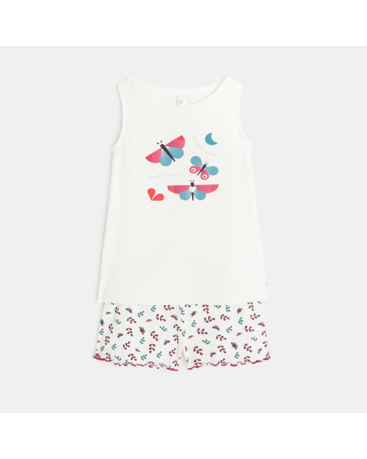 Pyjacourt 2 pièces motifs papillons rose fille