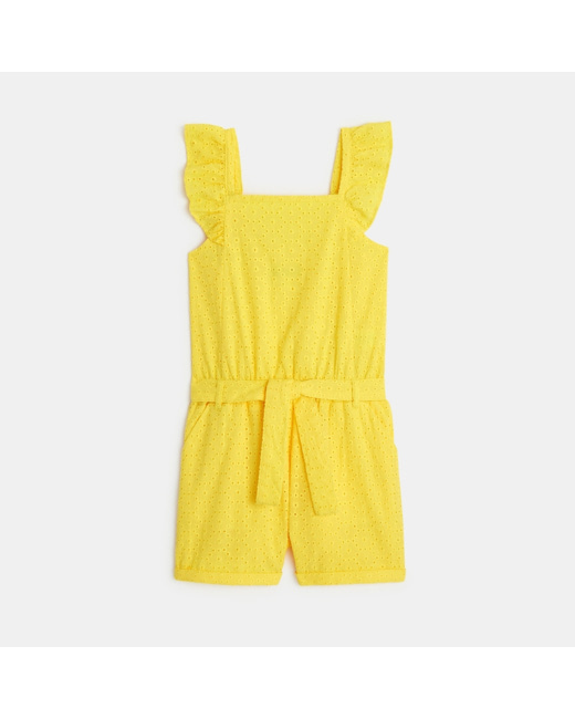 Combishort en broderie anglaise jaune fille