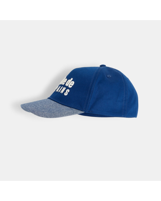 Casquette toile à message brodé bleue garçon