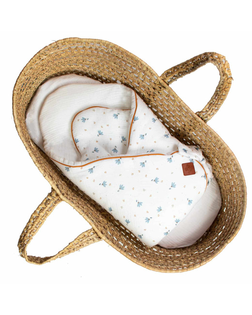 Gigoteuse d'emmaillotage en gaze de coton, Bleuet