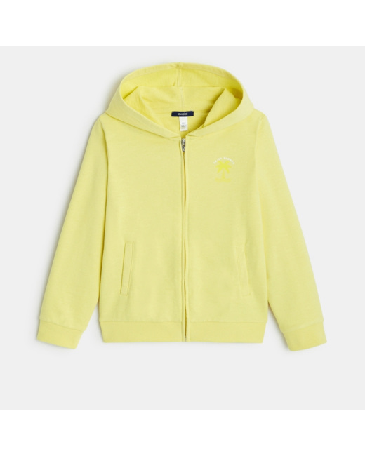 Sweat-shirt à capuche uni "enjoy summer" jaune fille