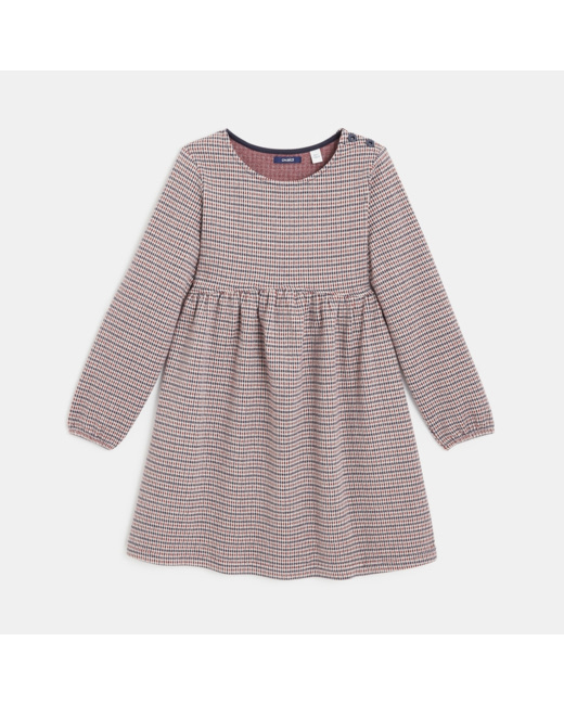 Robe évasée à carreaux pied-de-poule rouge fille