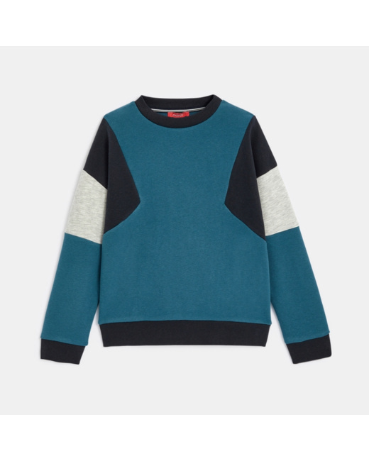 Sweat-shirt colorblock bleu garçon