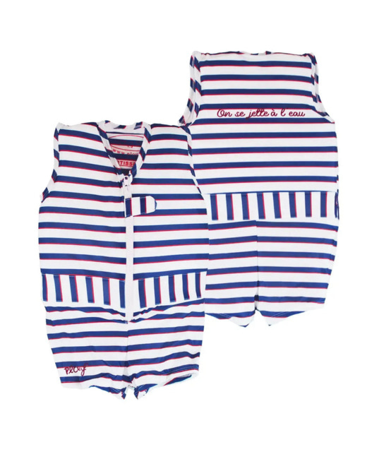 Maillot de bain flottant garçon : Marinière Blanc