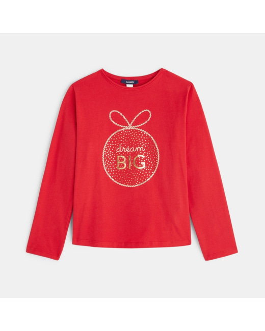 T-shirt à message "dream big" rouge fille