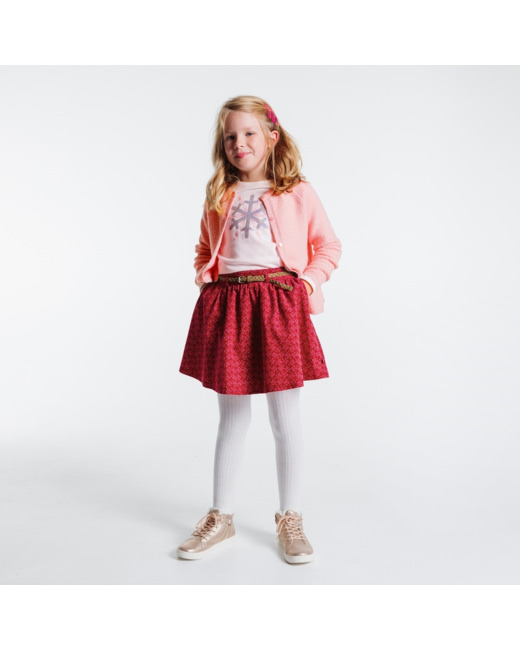 Cardigan tricot côtelé à sequins rose fille