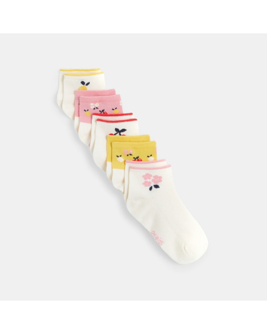 Socquettes à motifs (lot de 5) blanc fille