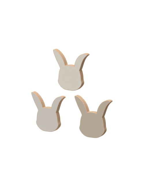 Crochets à lapin en bois, paquet de 3