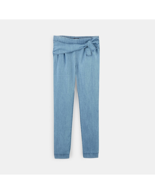 Pantalon fluide uni bleu fille
