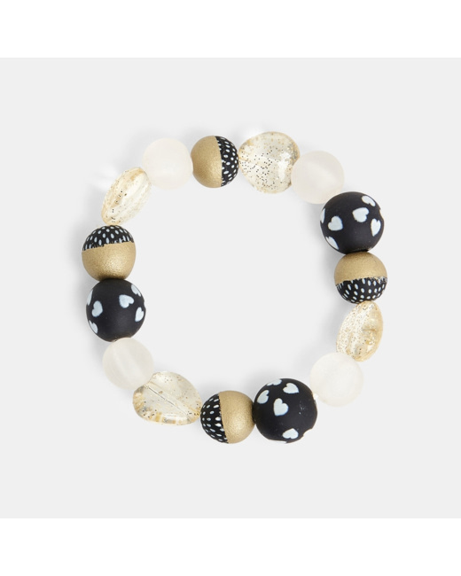 Bracelet de perles noir et or fille