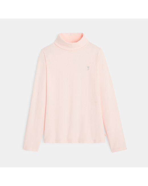T-shirt col roulé rose fille