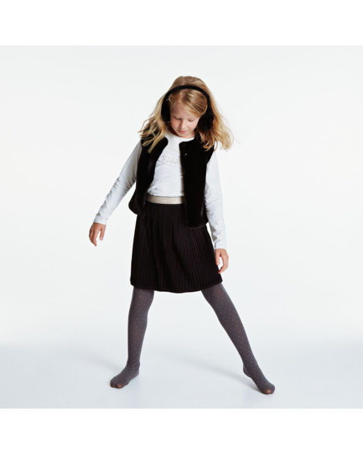 Jupe velours plissée noire fille