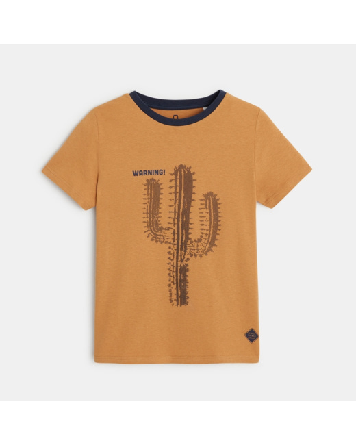 T-shirt manches courtes motif cactus marron garçon