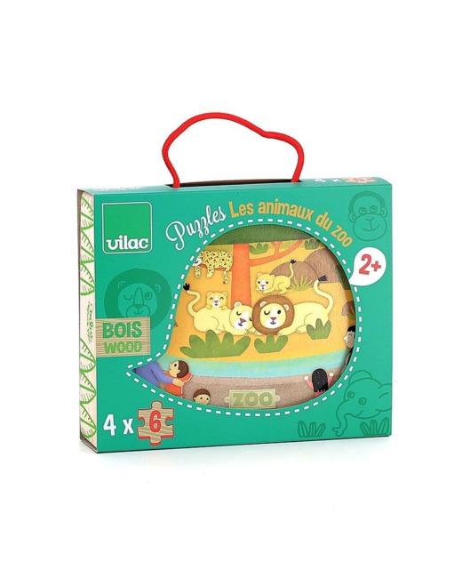 Coffret de 4 puzzles en bois - les animaux du zoo