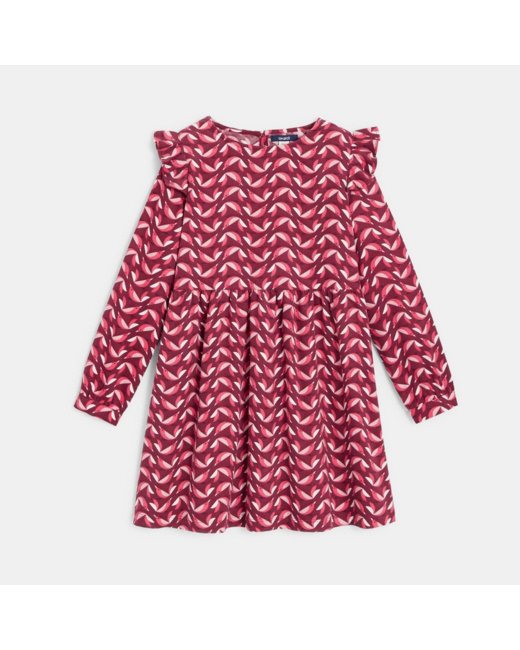 Robe en velours imprimé rose fille