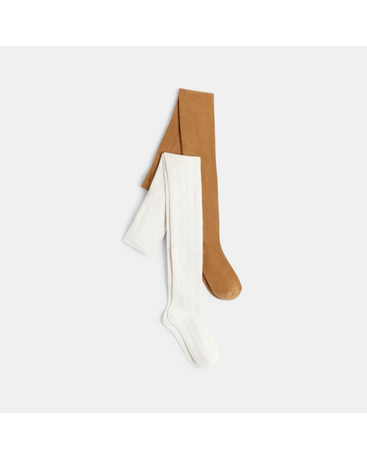 Collants chauds en tricot (lot de 2) marron fille
