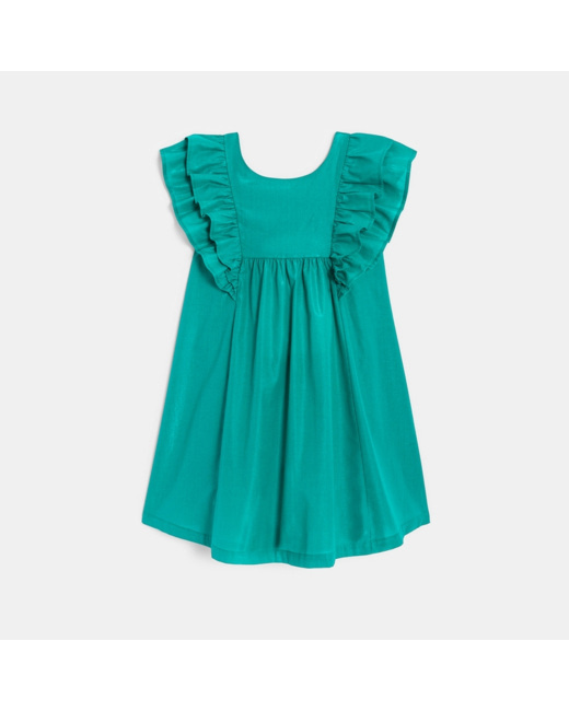 Robe irisée à volants verte fille