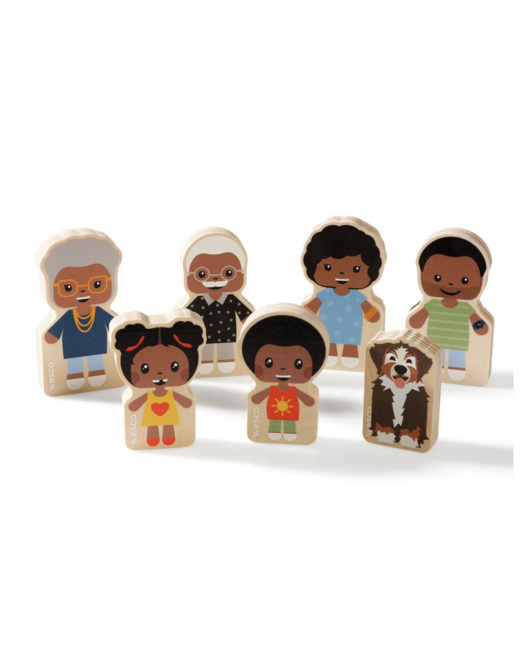 Maxi lot 7 figurines en bois famille laforet