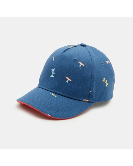 Casquette à visière imprimée bleue garçon
