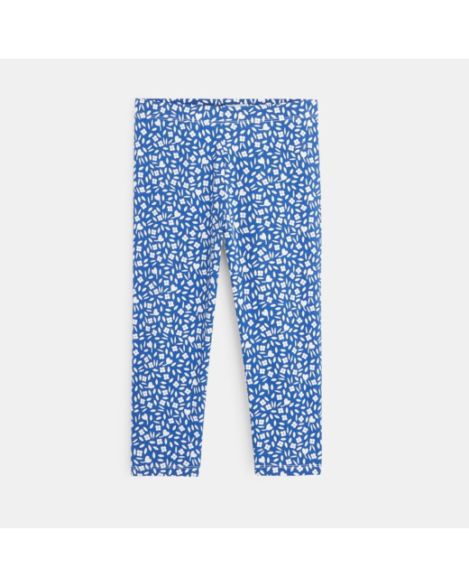 Legging 3/4 imprimé fleuri bleu fille