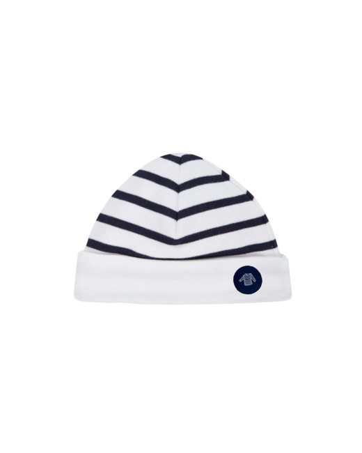 Bonnet "Morgan" Baby - coton épais - Blanc/Navire