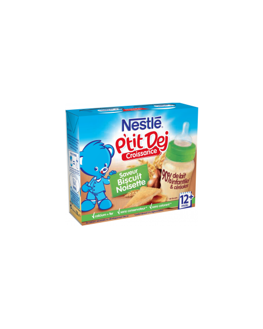 Nestlé P'tit Dej - Brique lait & céréales biscuit noisette
