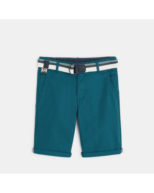 Bermuda slim en toile piquée bleu garçon