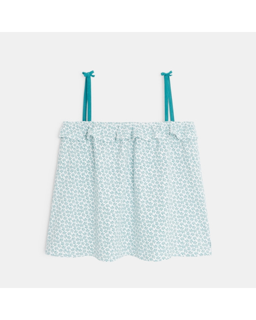 Débardeur imprimé volants vert fille