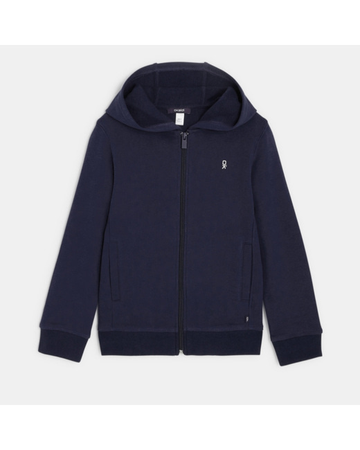 Sweat-shirt uni à capuche bleu garçon