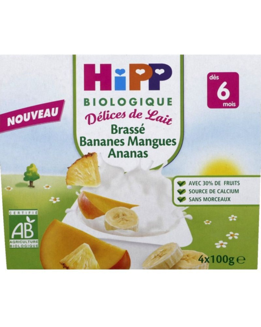 Brassés Bananes Mangues Ananas - 4 coupelles x 100g - 6 mois