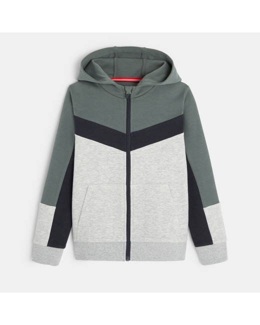 Sweat-shirt 3 couleurs à capuche gris garçon
