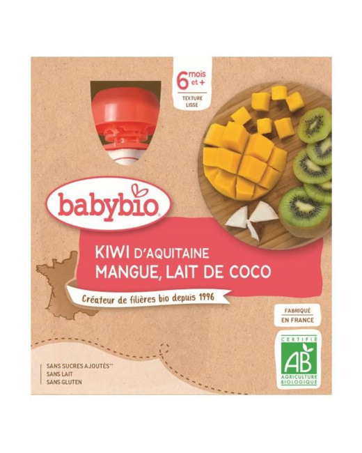 Petits pots Mes Fruits Gourdes Kiwi Mangue Lait de Coco